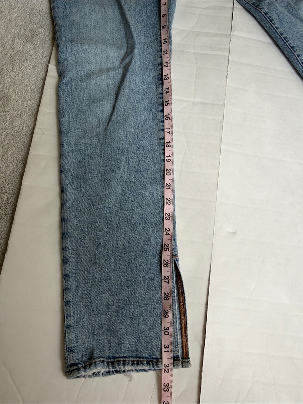 Good American Mid Blue High Rise Inseam Slit Jeans - Picture 11 of 13